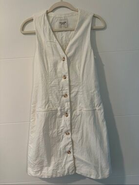 Abercrombie & Fitch linen Cream Button-Front Midi Dress